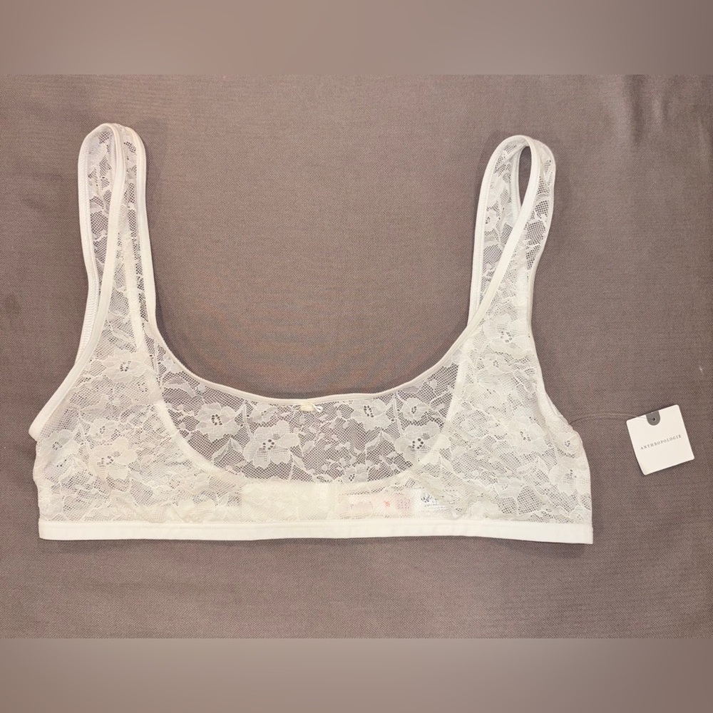 NWT LyreBird Lace Scoop-Neck Bralette in Ivory Vanilla Size M. @ Anthropologie